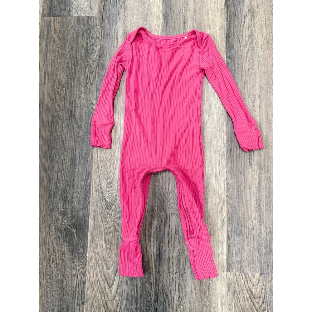 Little Legends Hot Pink Ribbed Tencel Modal Zip Sleeper Romper 12-18M